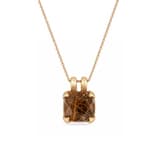 Drop Collection Smoky Stone Rose Gold Necklace 2