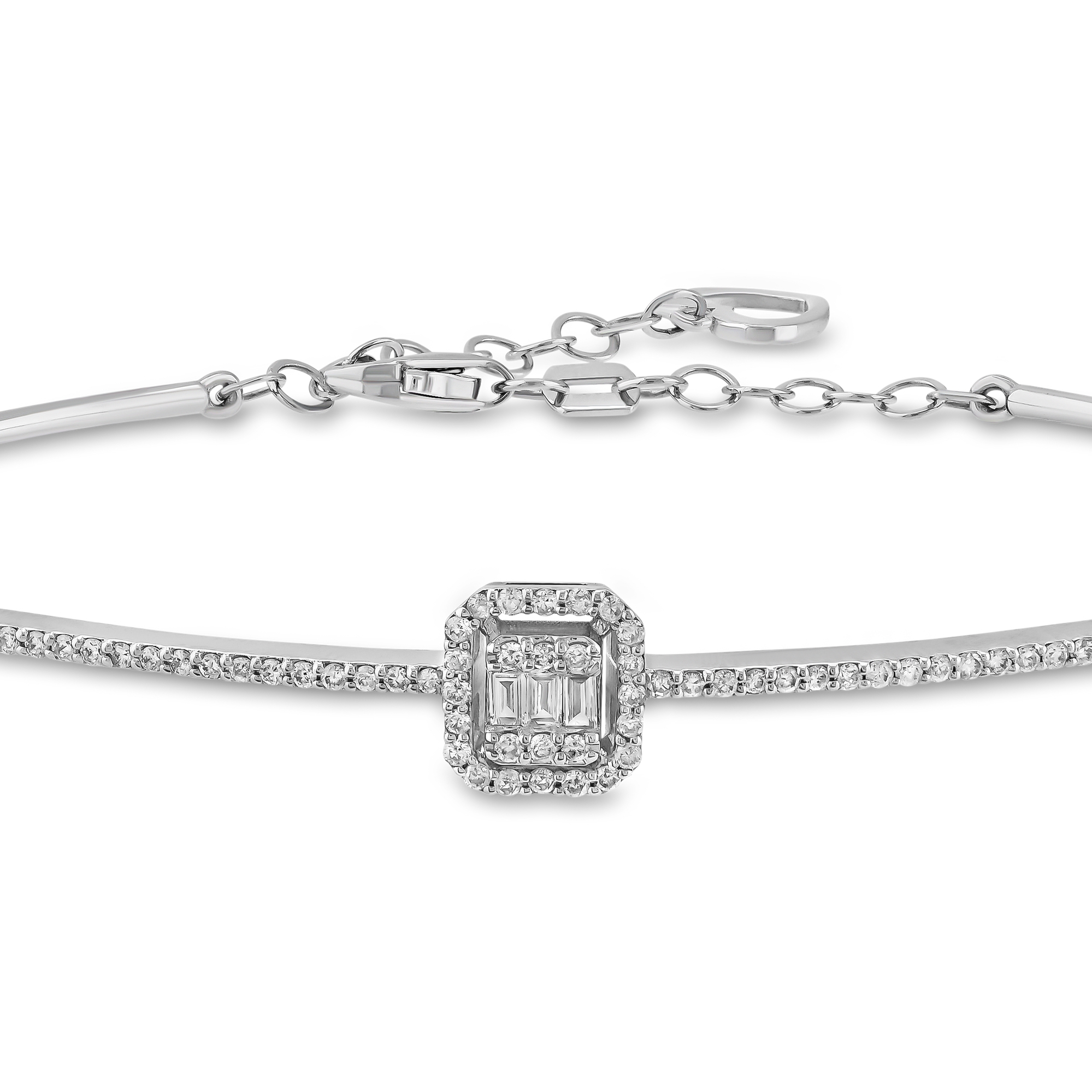 5.92ct Baguette & Round Diamond 18k White Gold Bracelet (VVS baguettes – MTJ