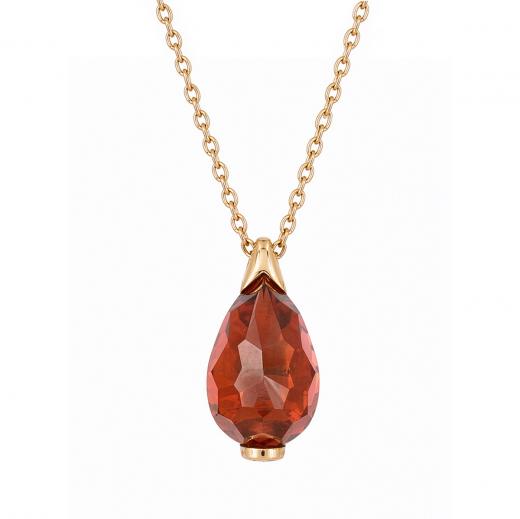 Drop Collection Warm Orange Stone Gold Necklace