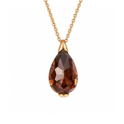 Drop Collection Dark Brown Stone Gold Necklace