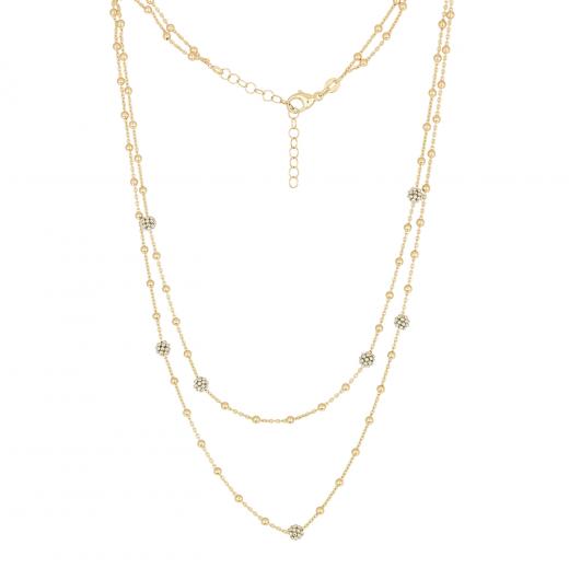 Modern Double-Chain Stone Gold Necklace