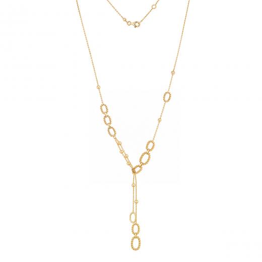 Dangling Twisted Oval-Link Gold Necklace