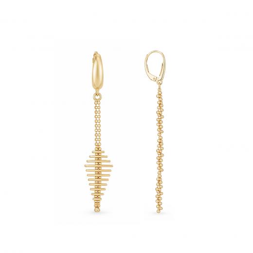 Gold Earrings with a Rod Design