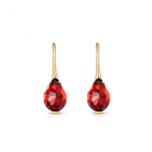 Drop Collection Gold Earring with Red Stones
