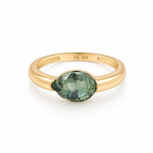 Drop Collection Gold Ring with Blue Stone