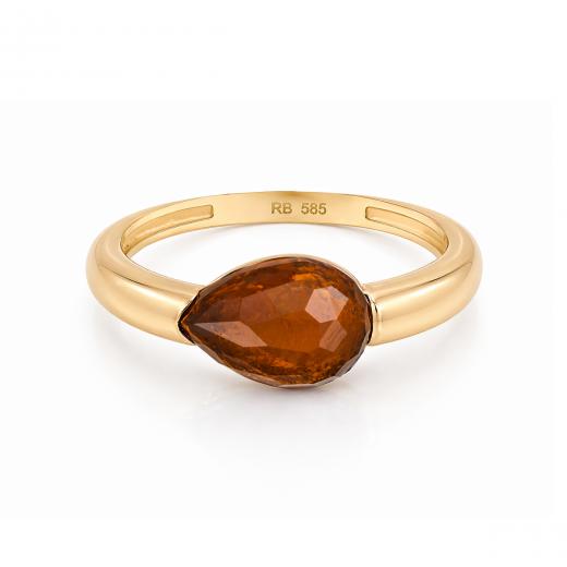 Drop Collection Gold Ring with Bright Orange Stones
