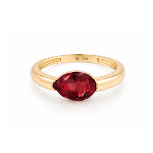 Drop Collection Red Stone Gold Ring